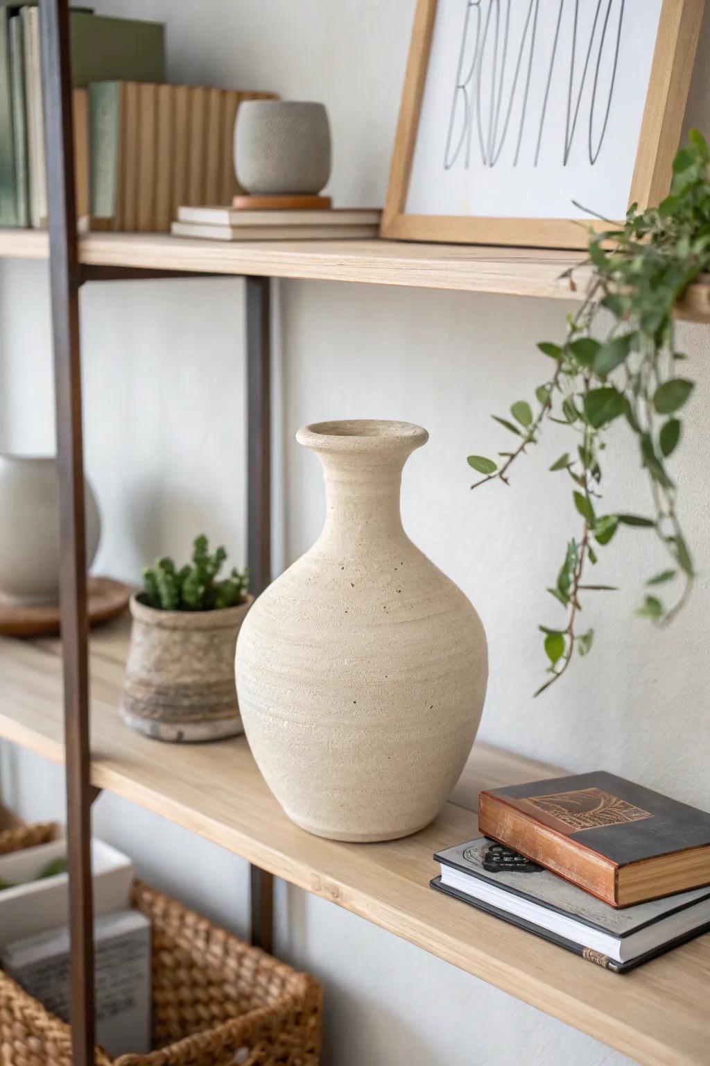 A moderate matte-finish dirt pot adding polish to a refined space.