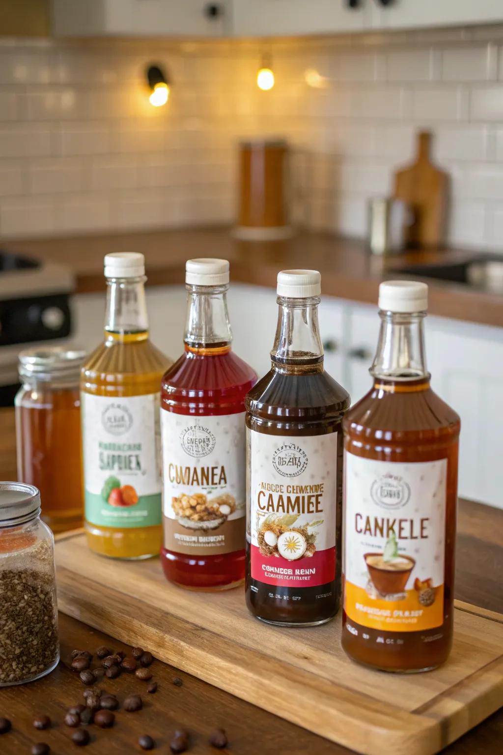 Elevate your coffee with an array of flavored syrups.