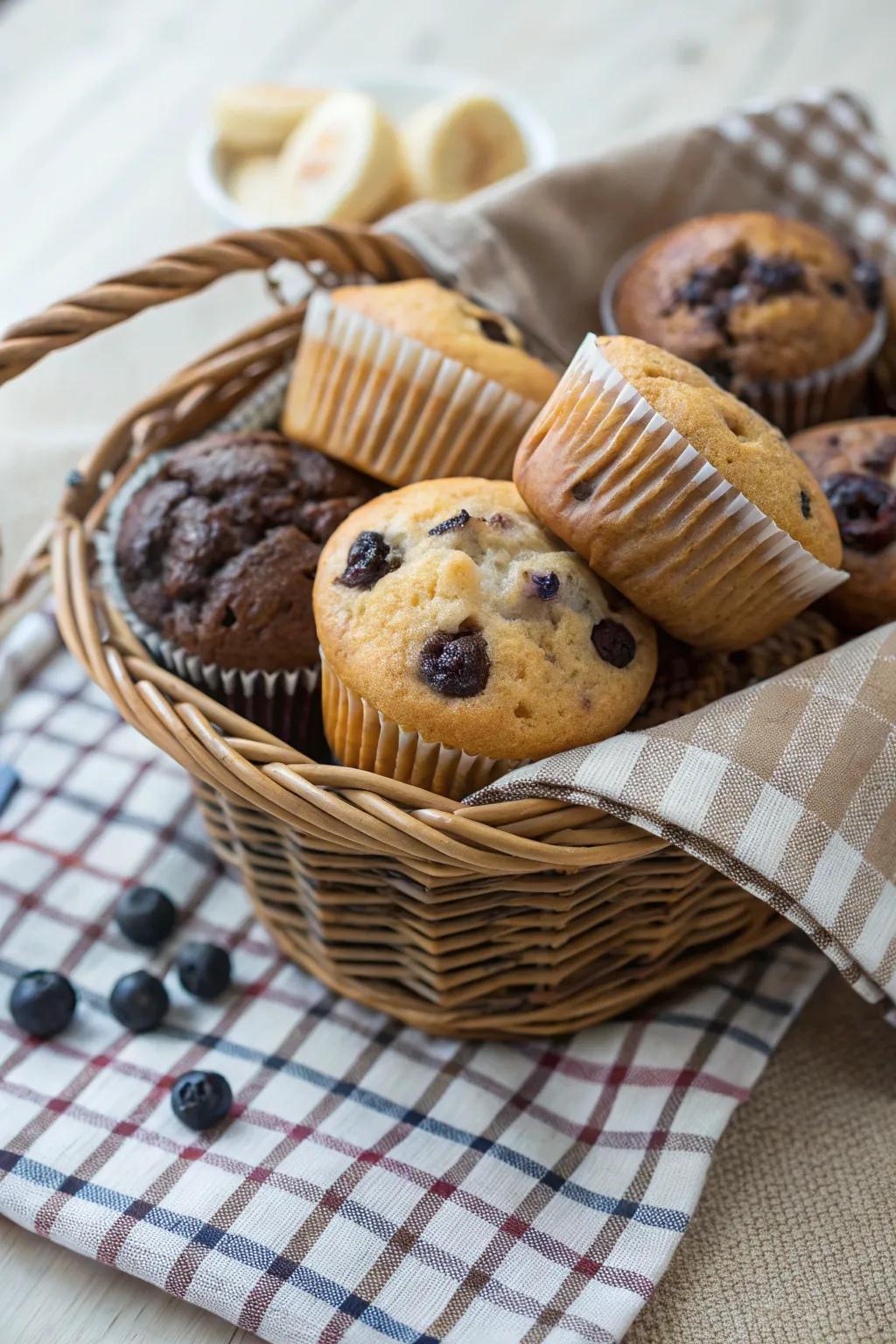 A delightful array of muffins ready to be enjoyed.