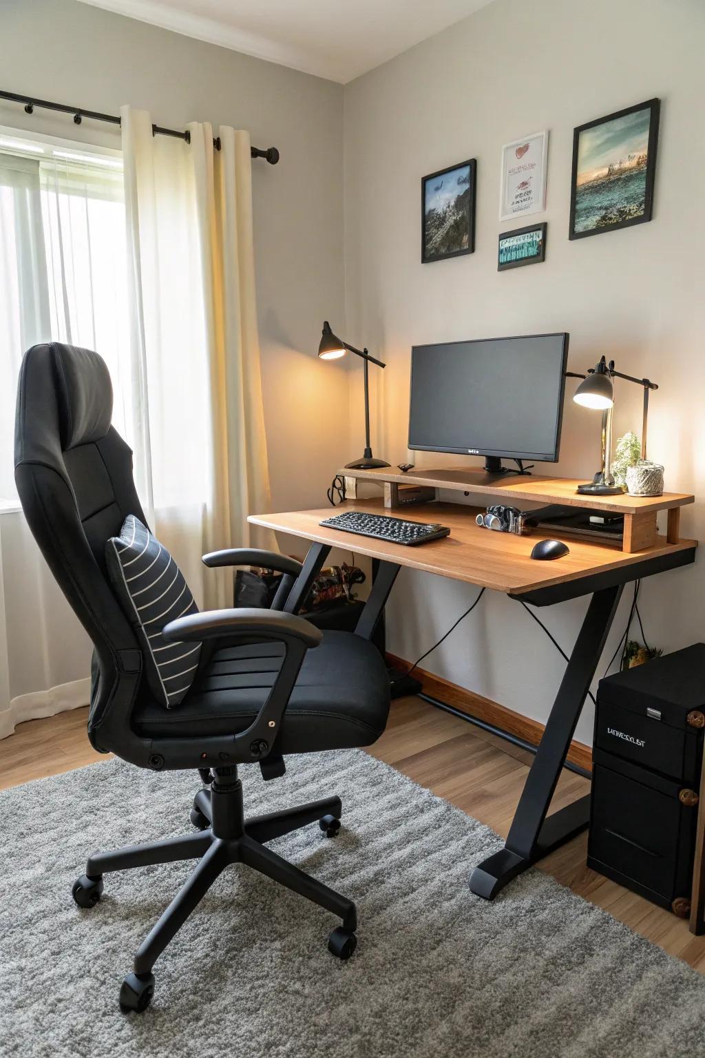 An area designed for comfort and health utilizing comfort-focused furniture.