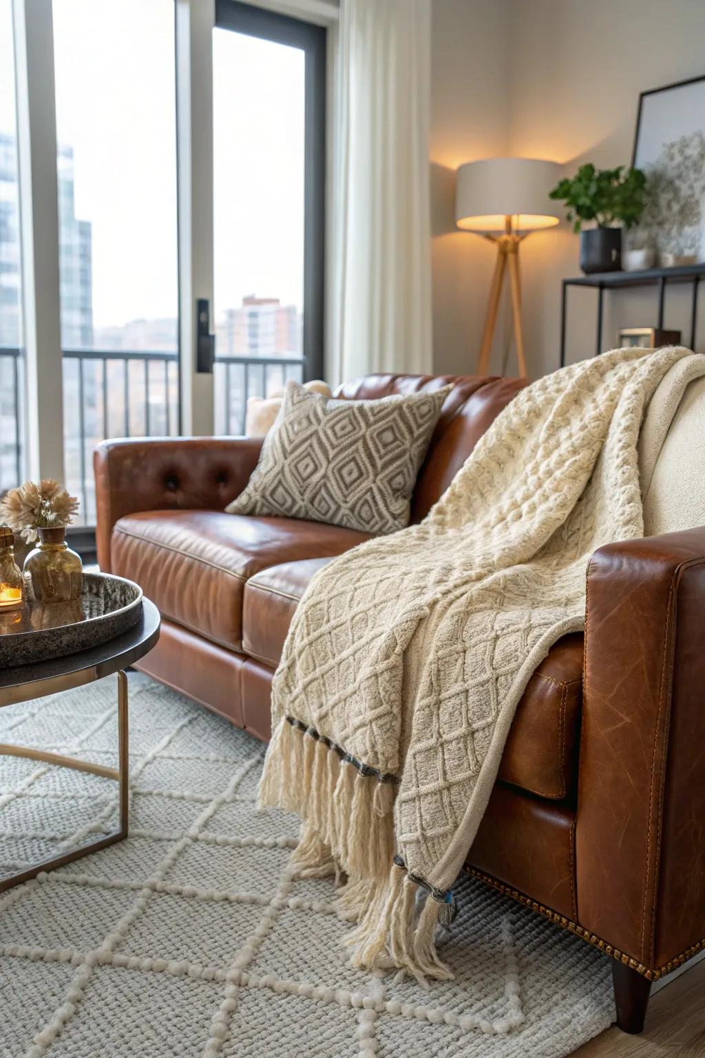 Layered feels creating dimension in a condo living area.