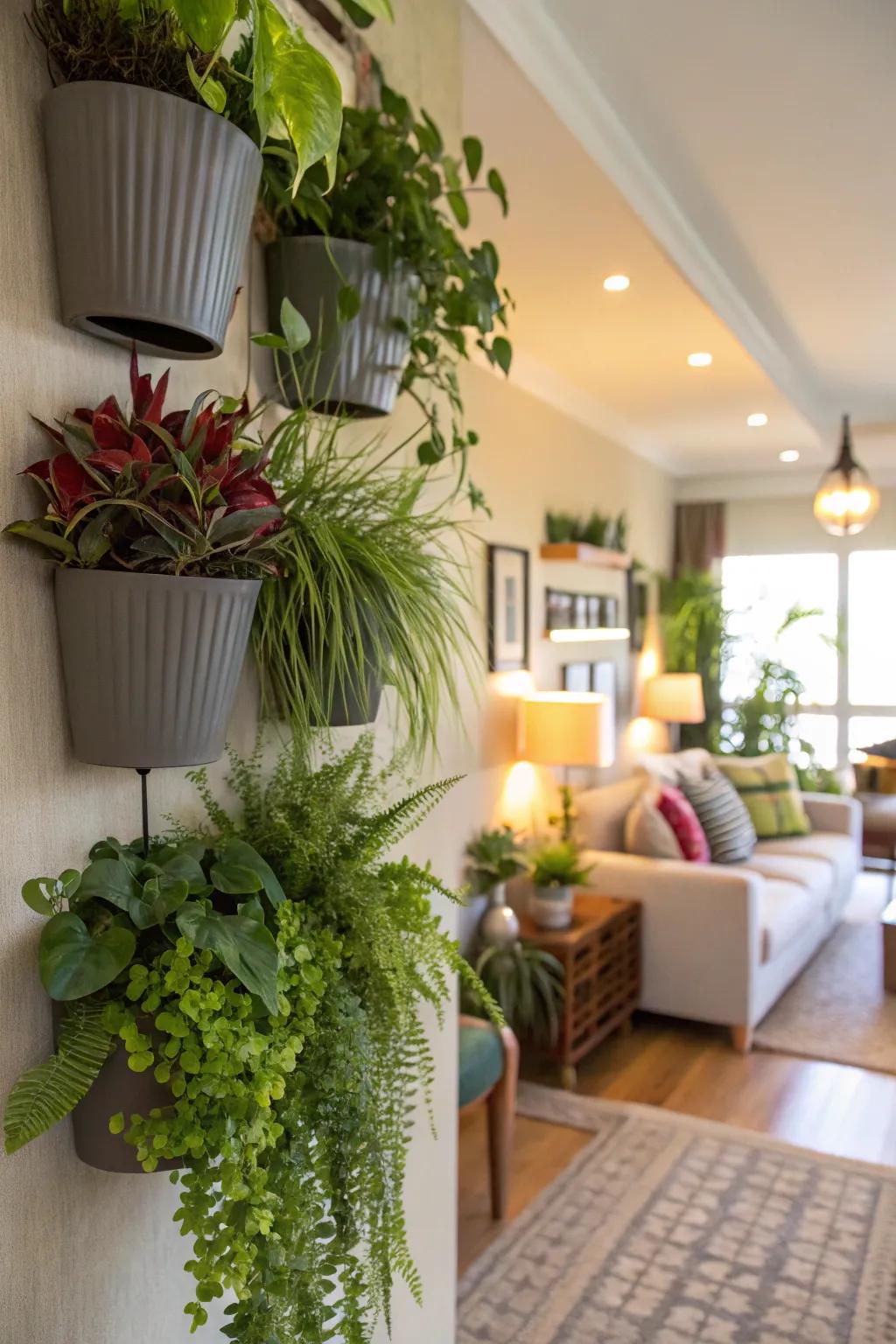 A refreshing standing garden wall that brings nature indoors