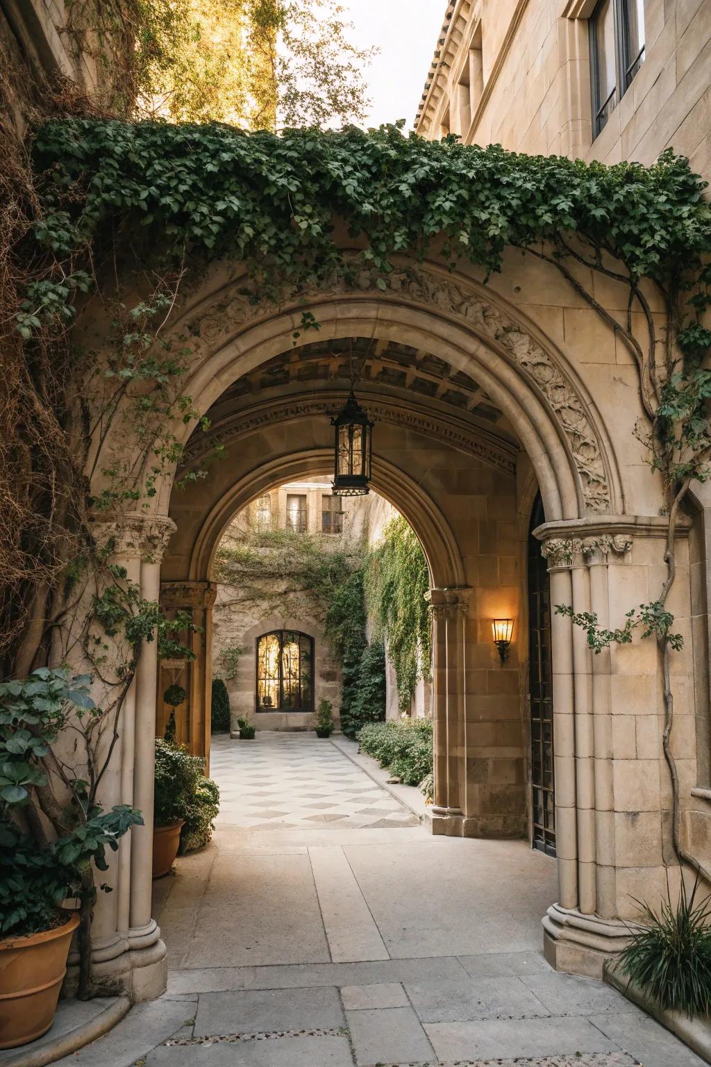 An arching doorway lends architectural beauty.