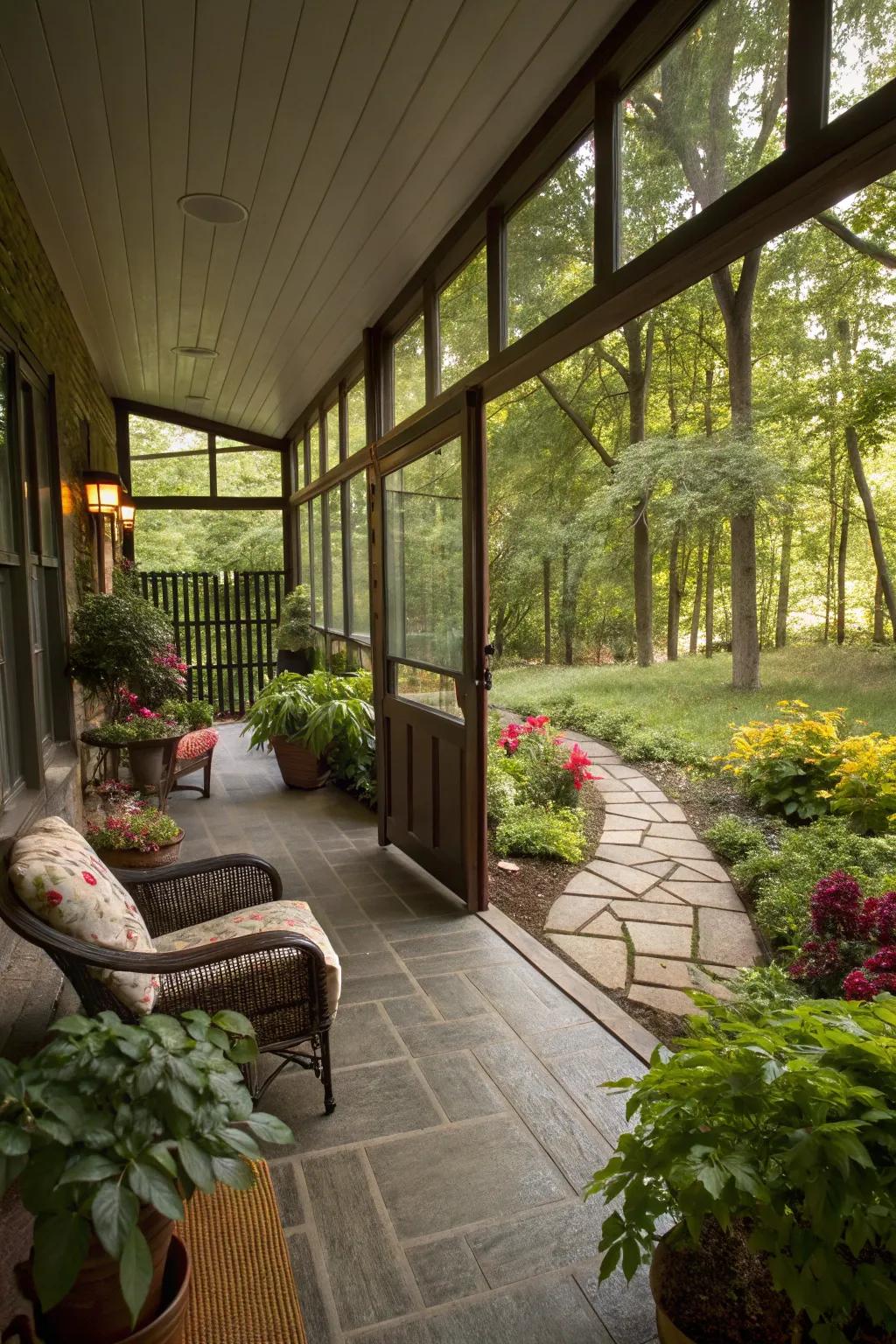 Large windows join the indoor and outdoor settings effortlessly.