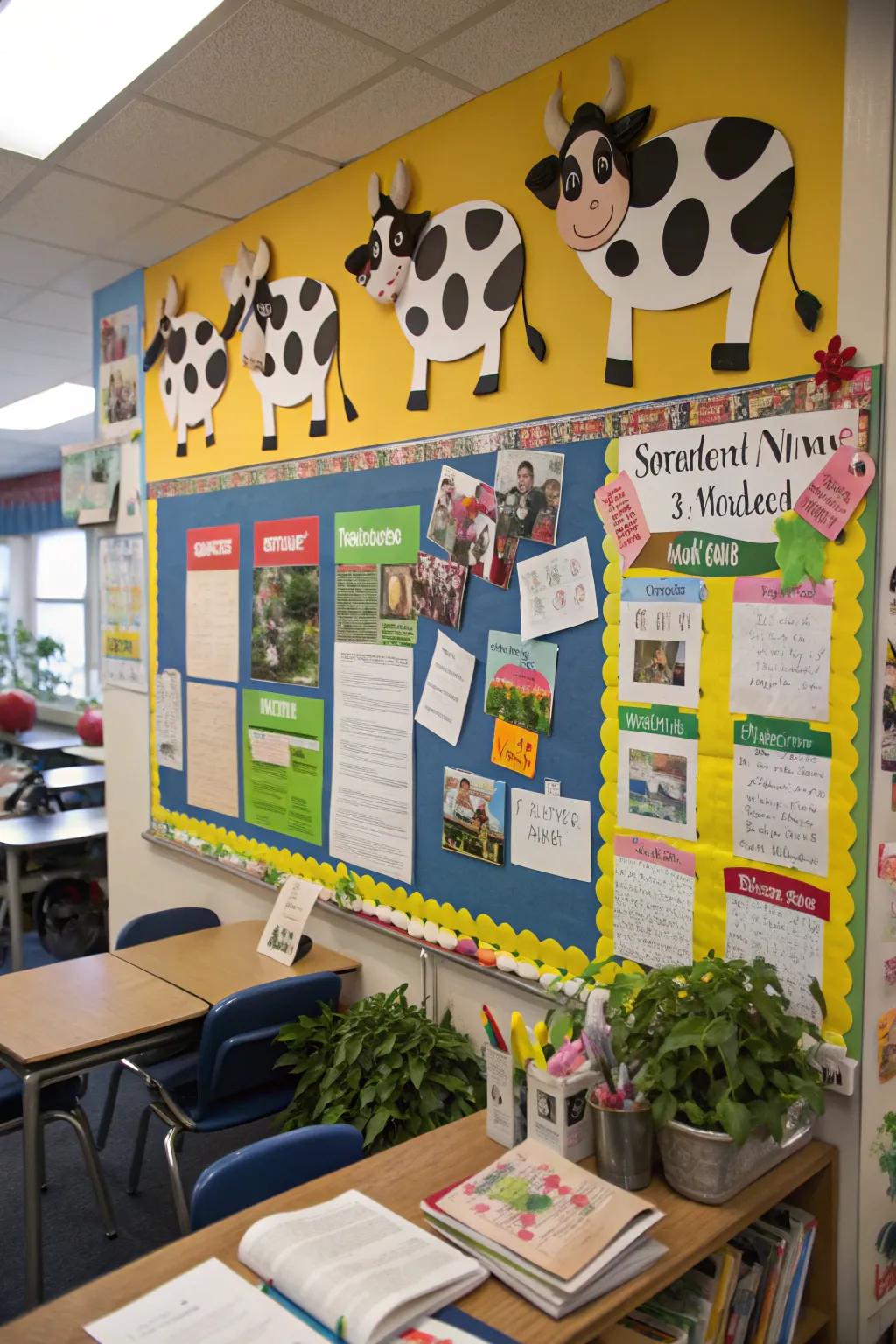 A 'Heard It Through the Herd' board for sharing classroom news