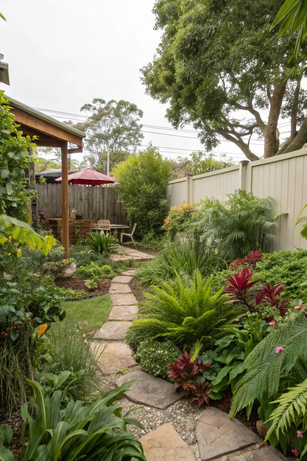 Greenery elevates the natural beauty of a backyard.