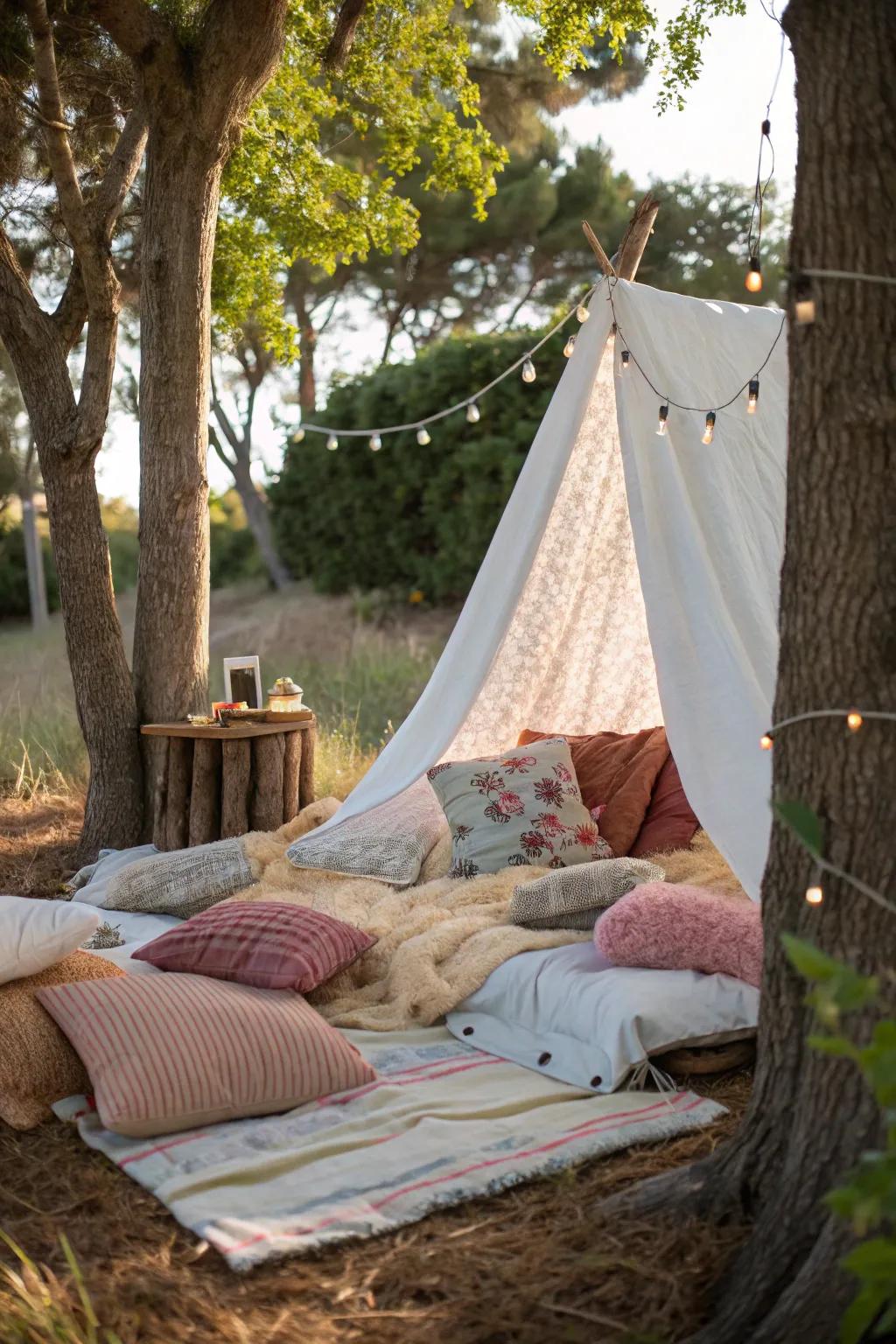 An outdoor material haven surrounded by nature.