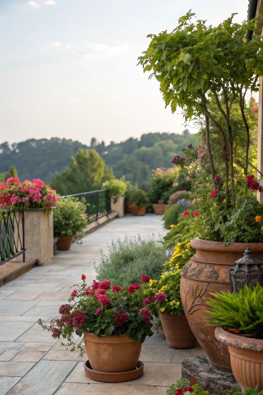 Greenery brings a refreshing touch to your outdoor retreat.