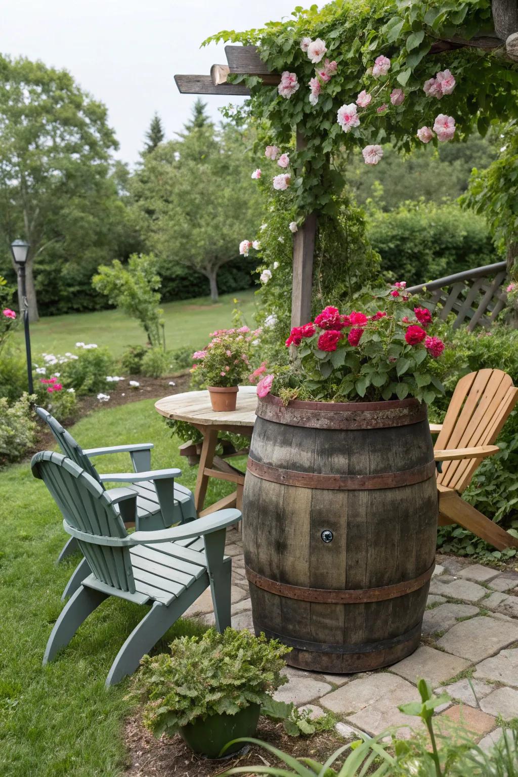 Eco-friendly repurposed furniture offers a special touch to garden aesthetics.