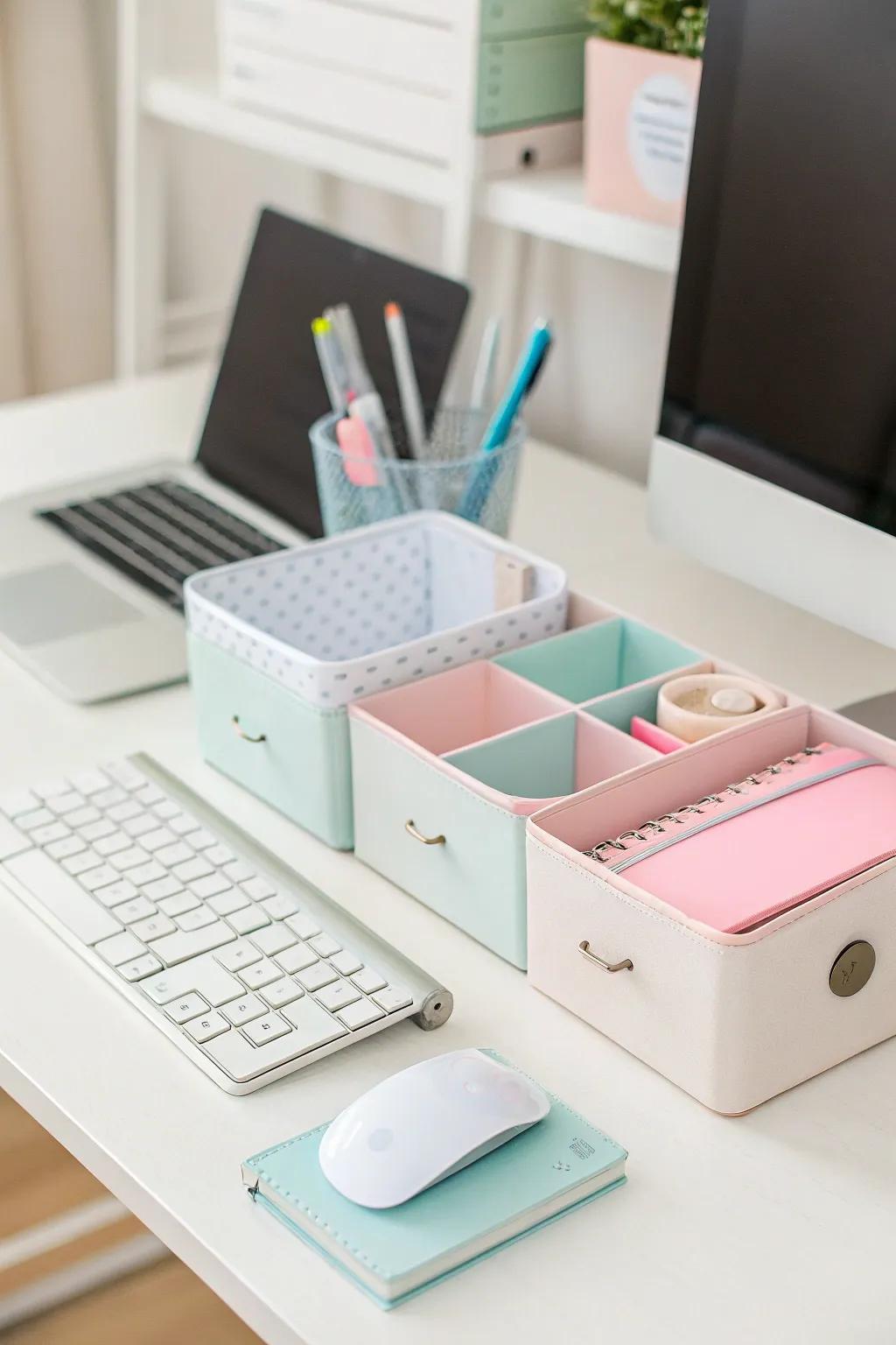 Stylish organizers ensure your PC setup is both tidy and chic.