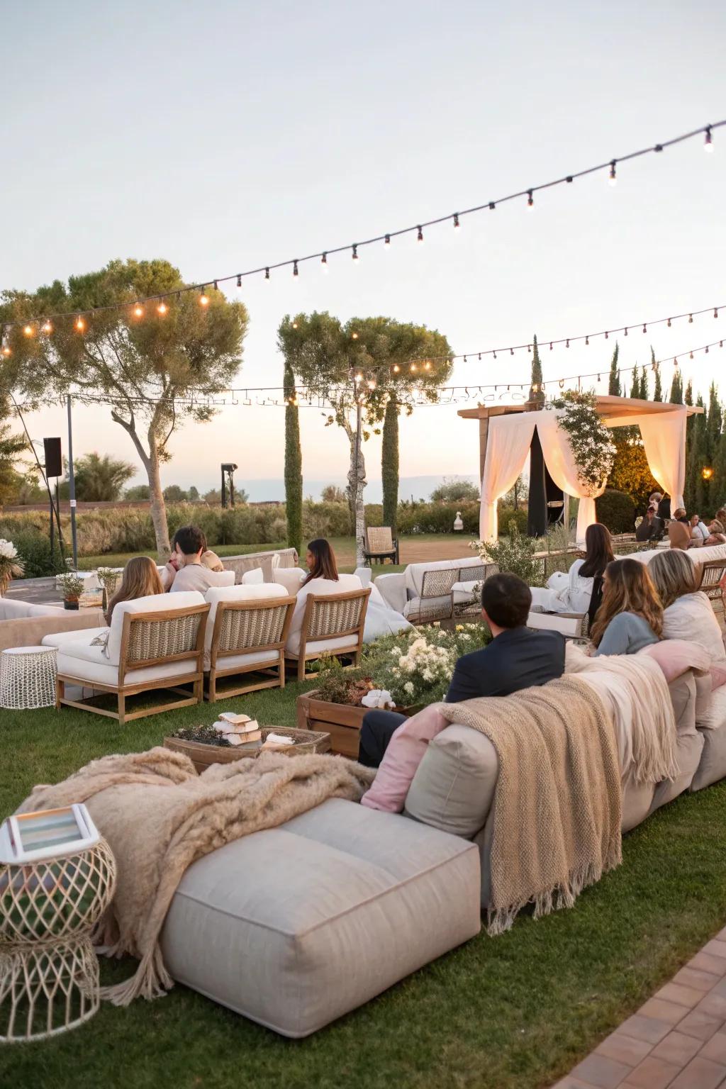 A comfortable outdoor lounge designed for guest relaxation.