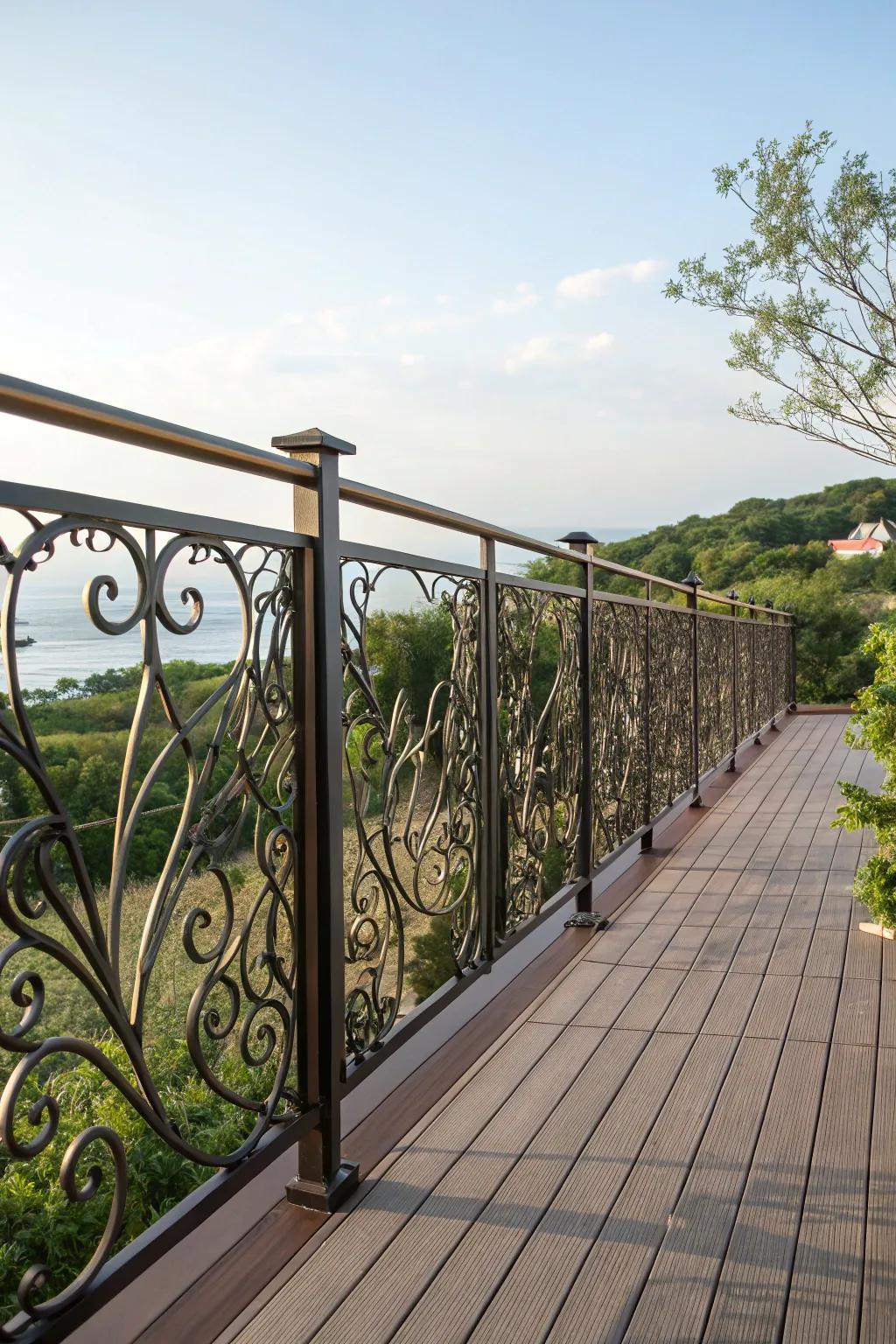 Inventive metal railings inject a dash of inventiveness and flair.