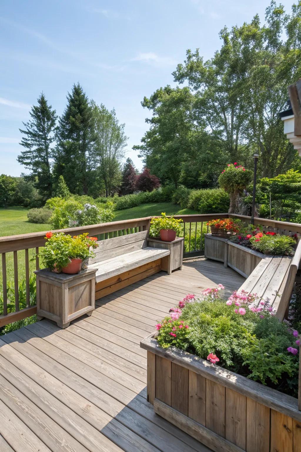 A welcoming wraparound seating with greenery.