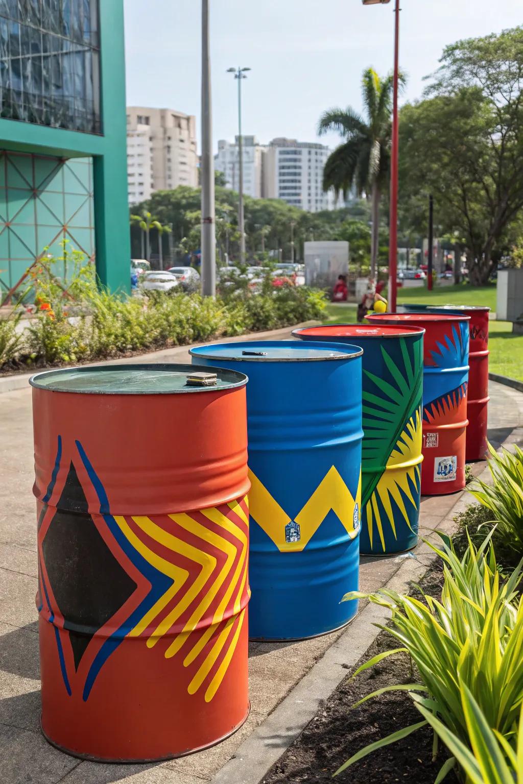 Barrels with intense color designs