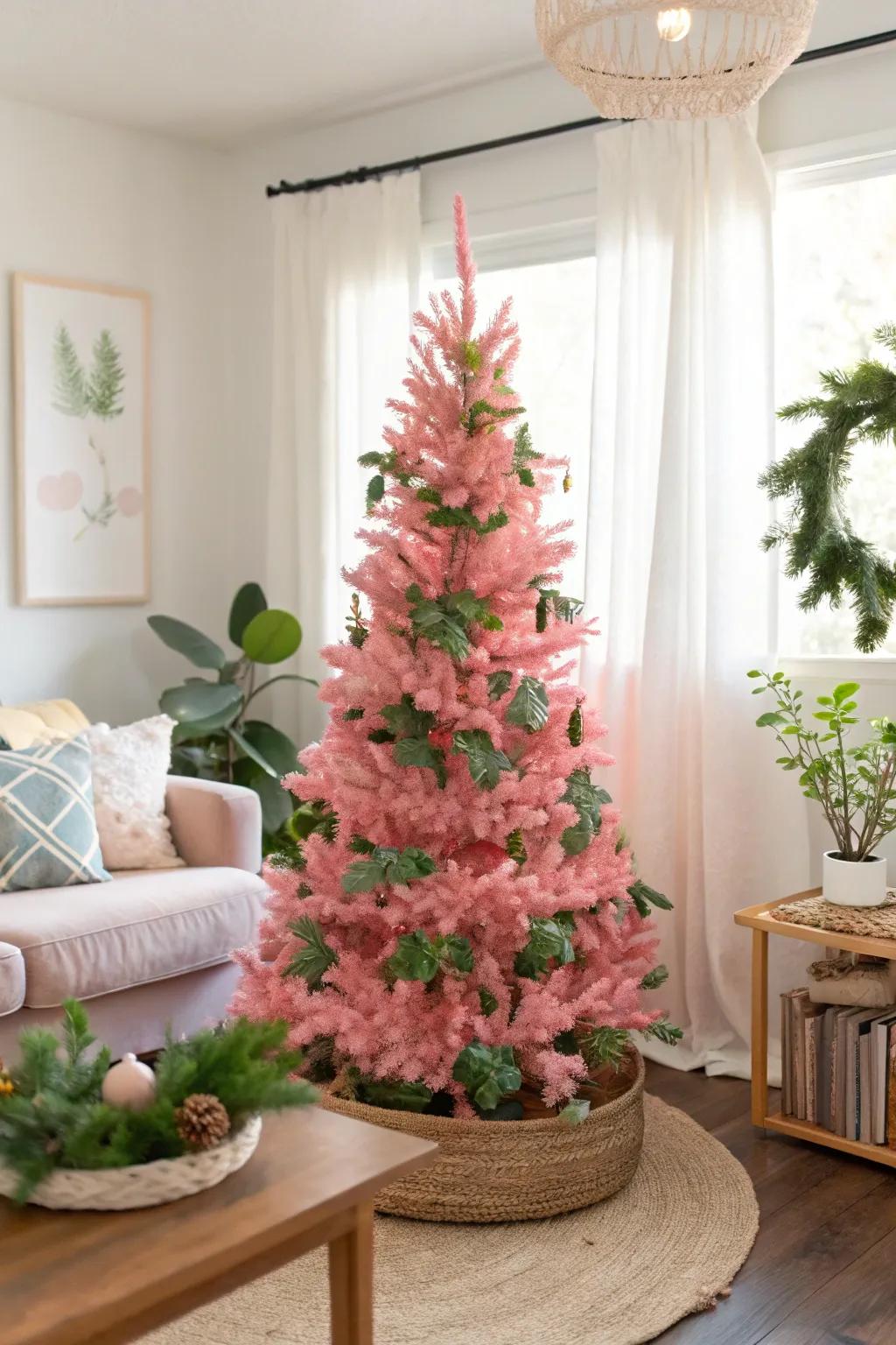 A harmonious combination of rose and verdant design.