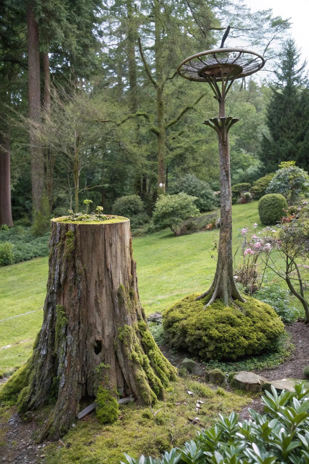 Transform your old stump into a stage for fine art.