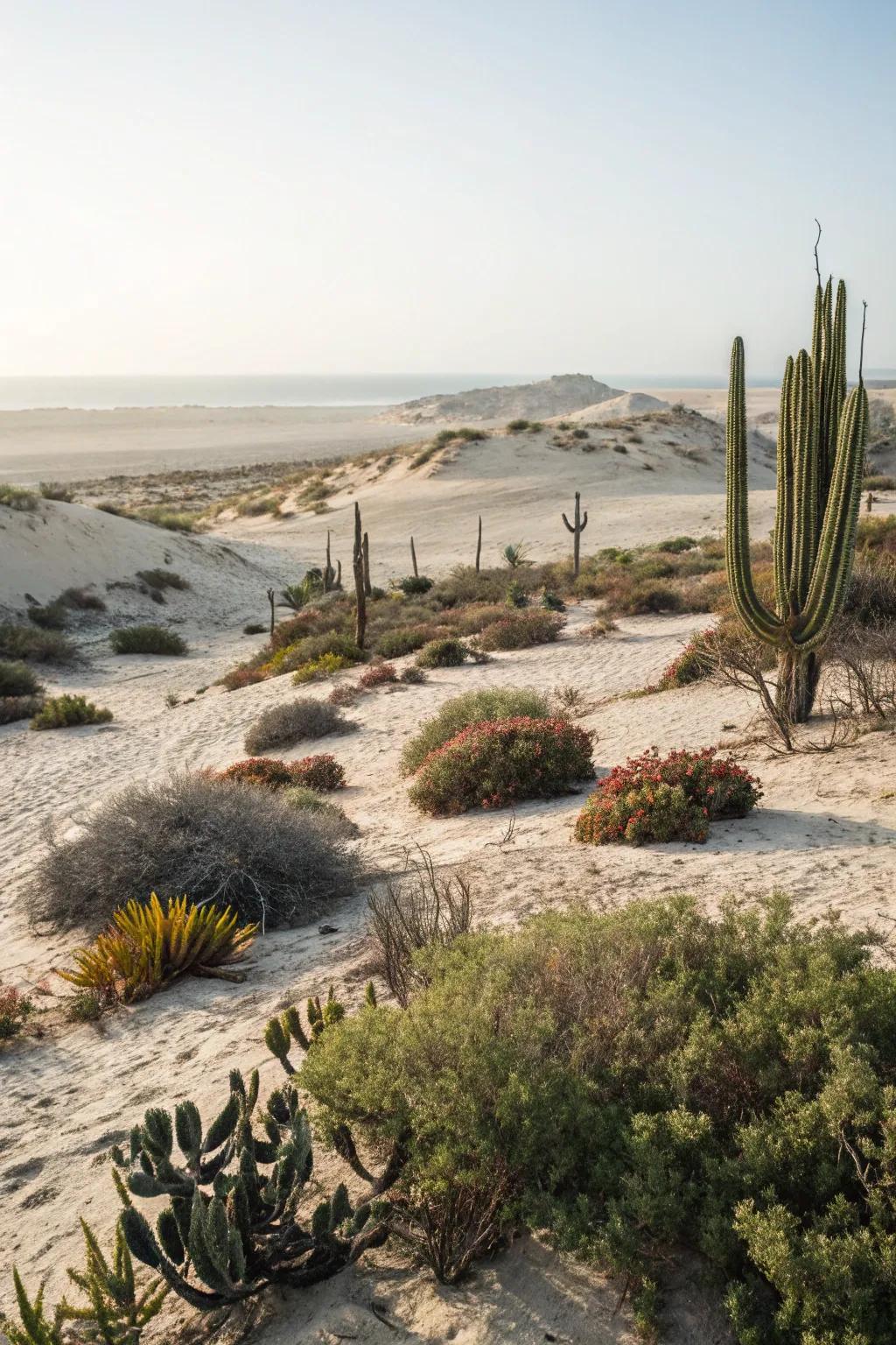 Minimalist planting that lets each plant's beauty stand out in a desert setting.