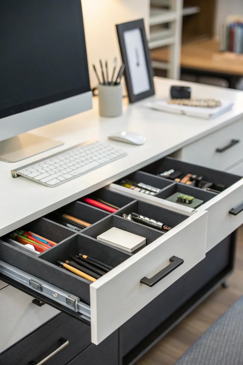 Maintain tidiness through clever drawer storage.