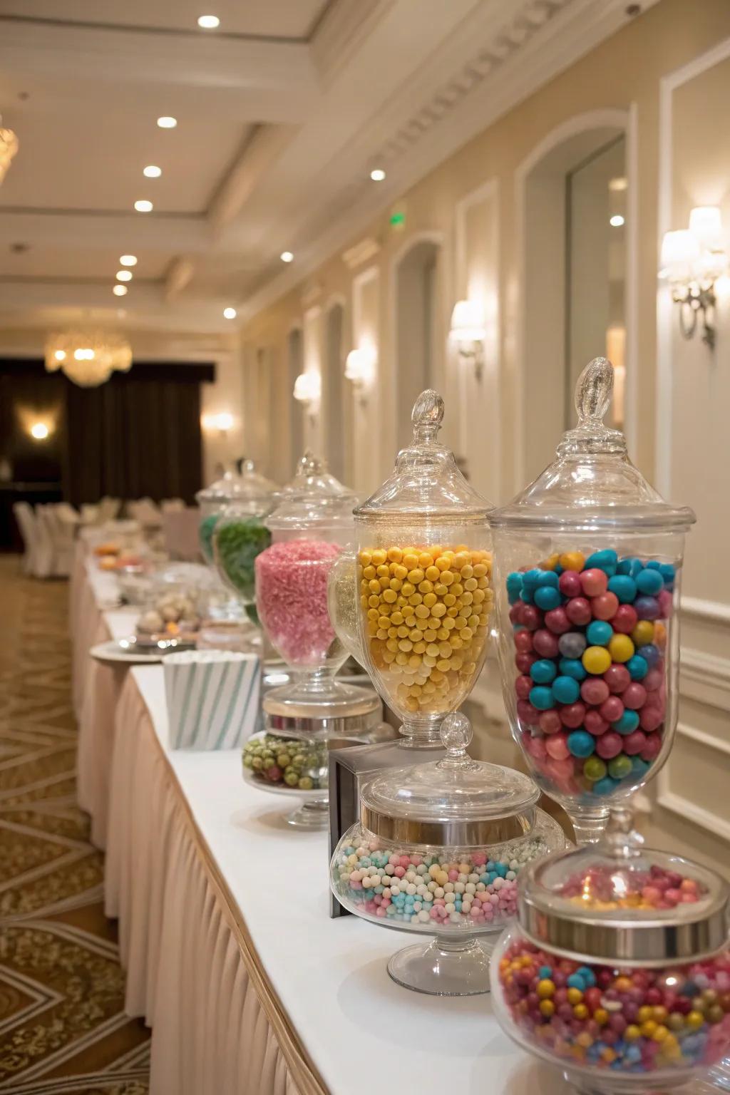 A refined candy selection with a fluid color scheme.