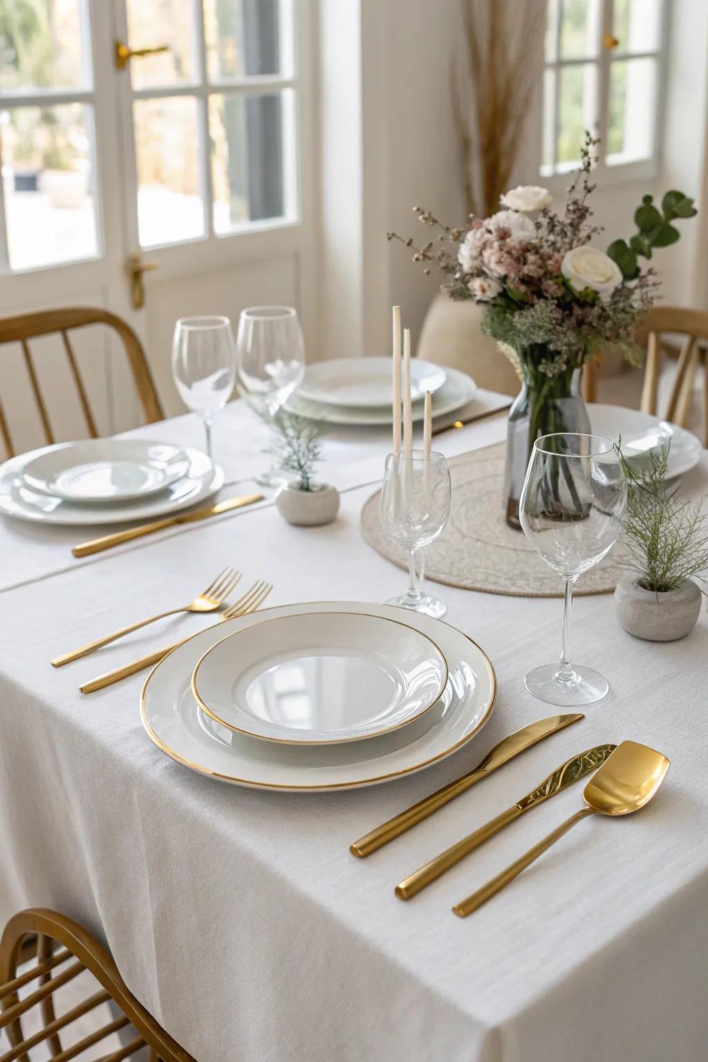 Gilded details introduce a glamorous hint to any table.