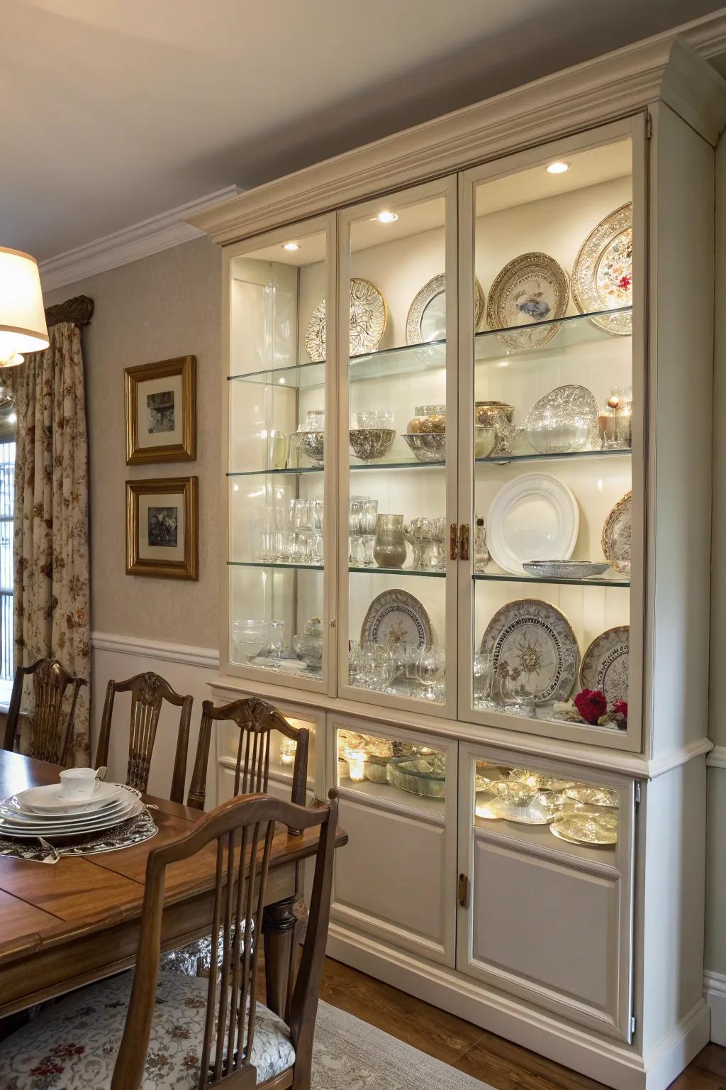 Exhibition units highlight your most prized items, imparting character to your dining space.
