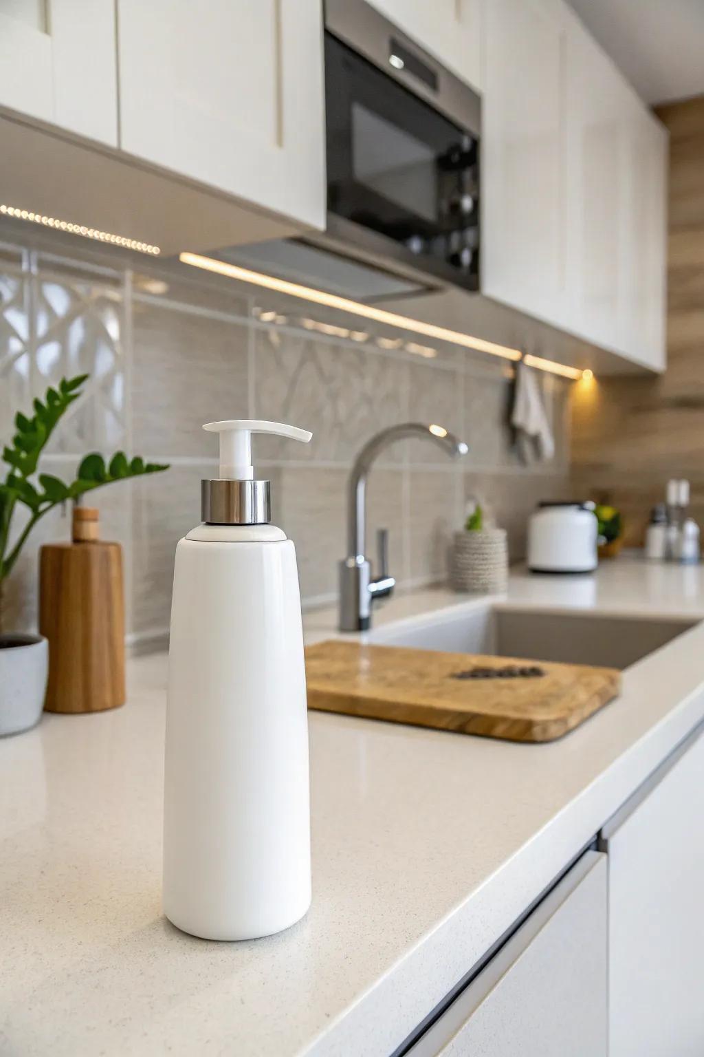 Uncluttered porcelain applicators for a minimalist cooking space atmosphere.
