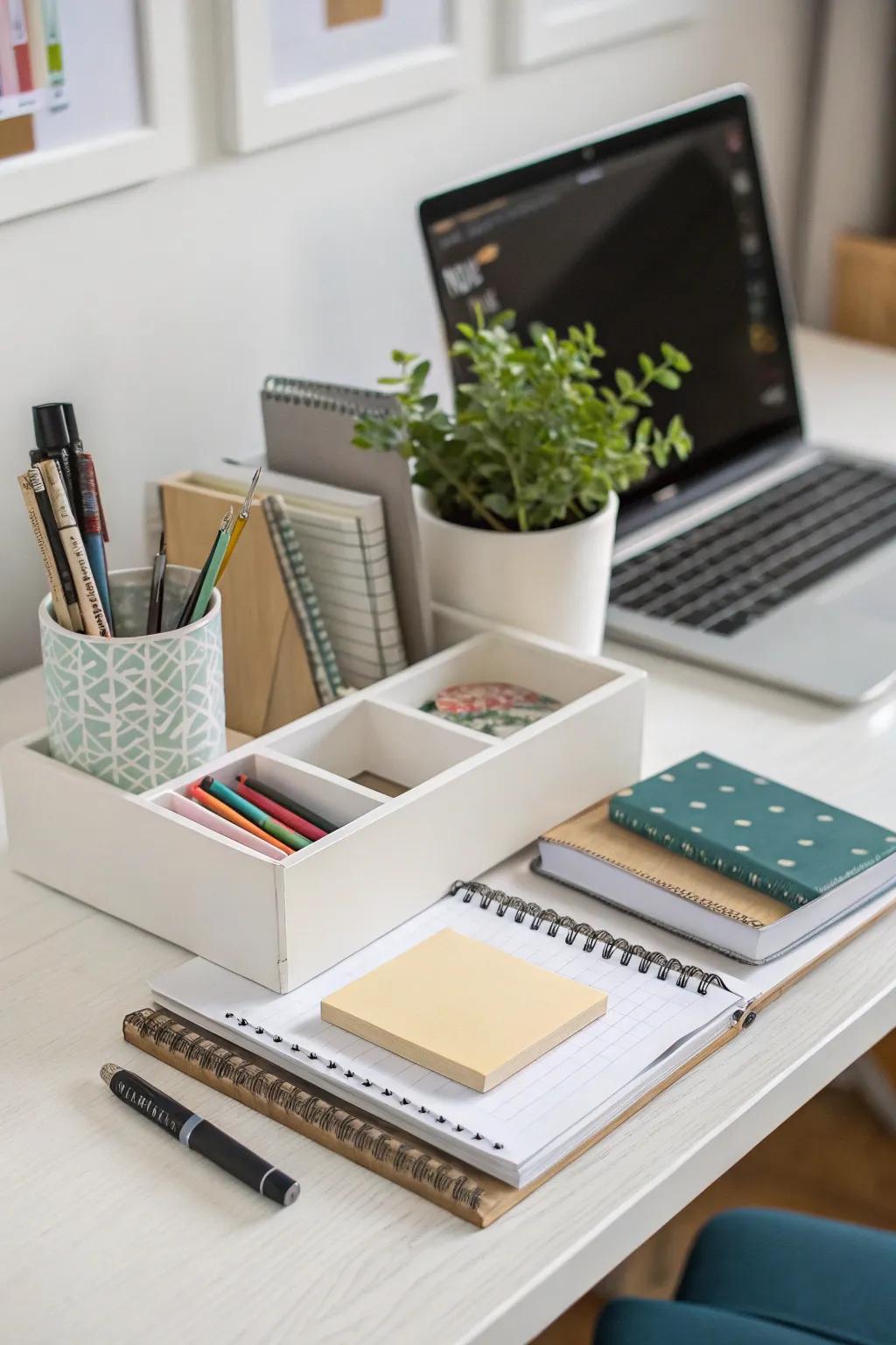 A clean desk improves concentration and output.