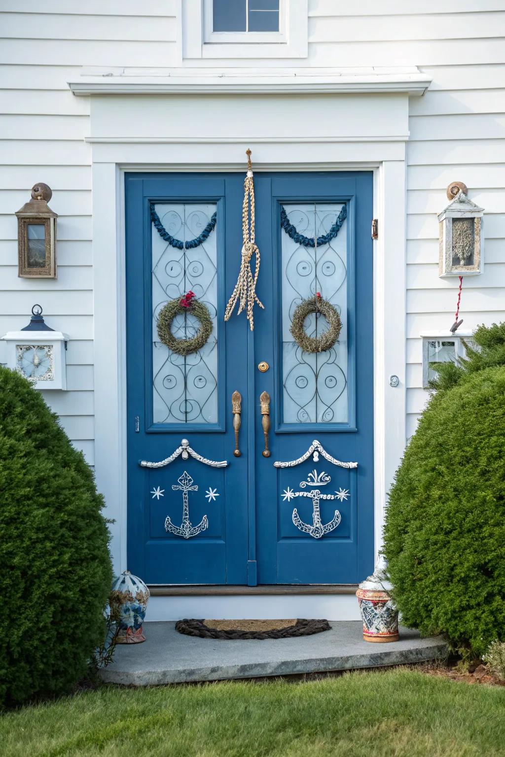 Refreshing coastal blue doors that imbue a seaside attraction to any dwelling.