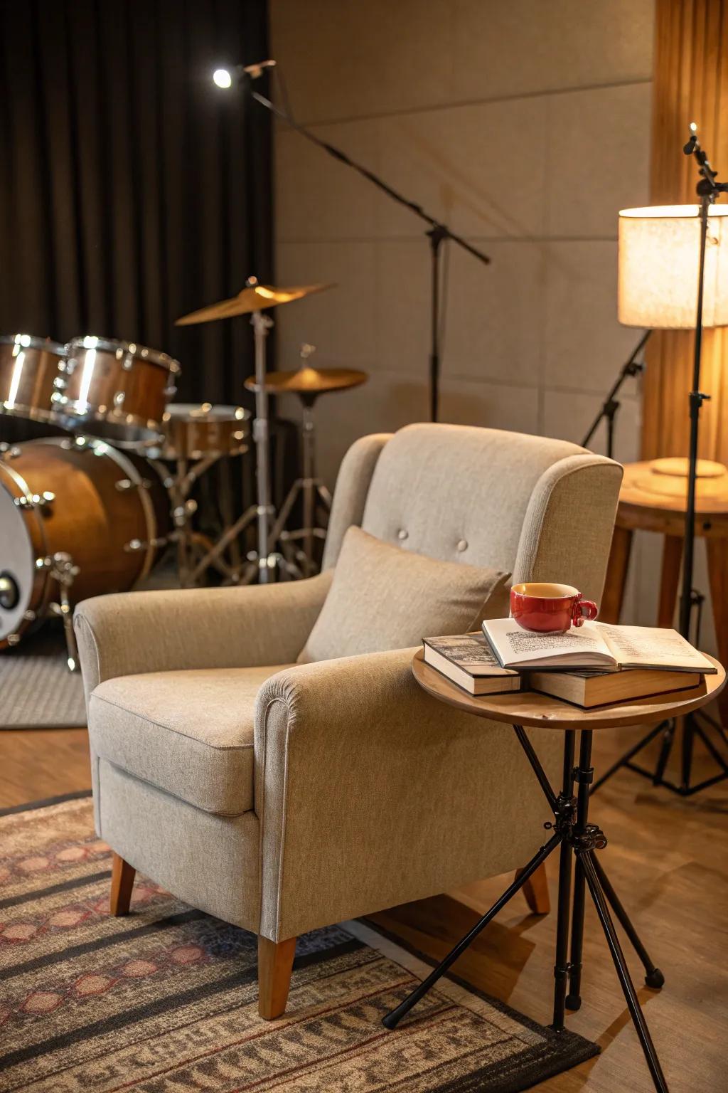 A tranquility nook is perfect for recharging between sessions.