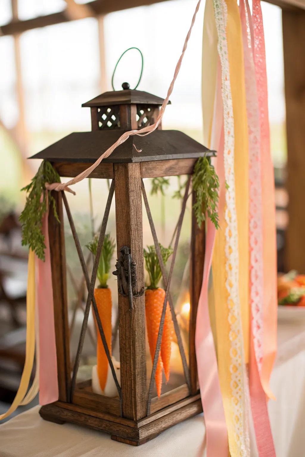 Carrots add a playful twist to Easter lamps.