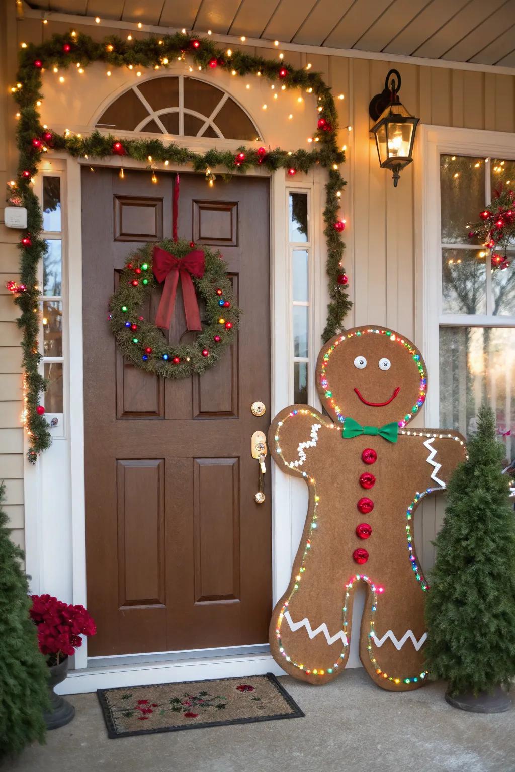 A spice cookie person figure establishes a playful ambiance at the entrance.