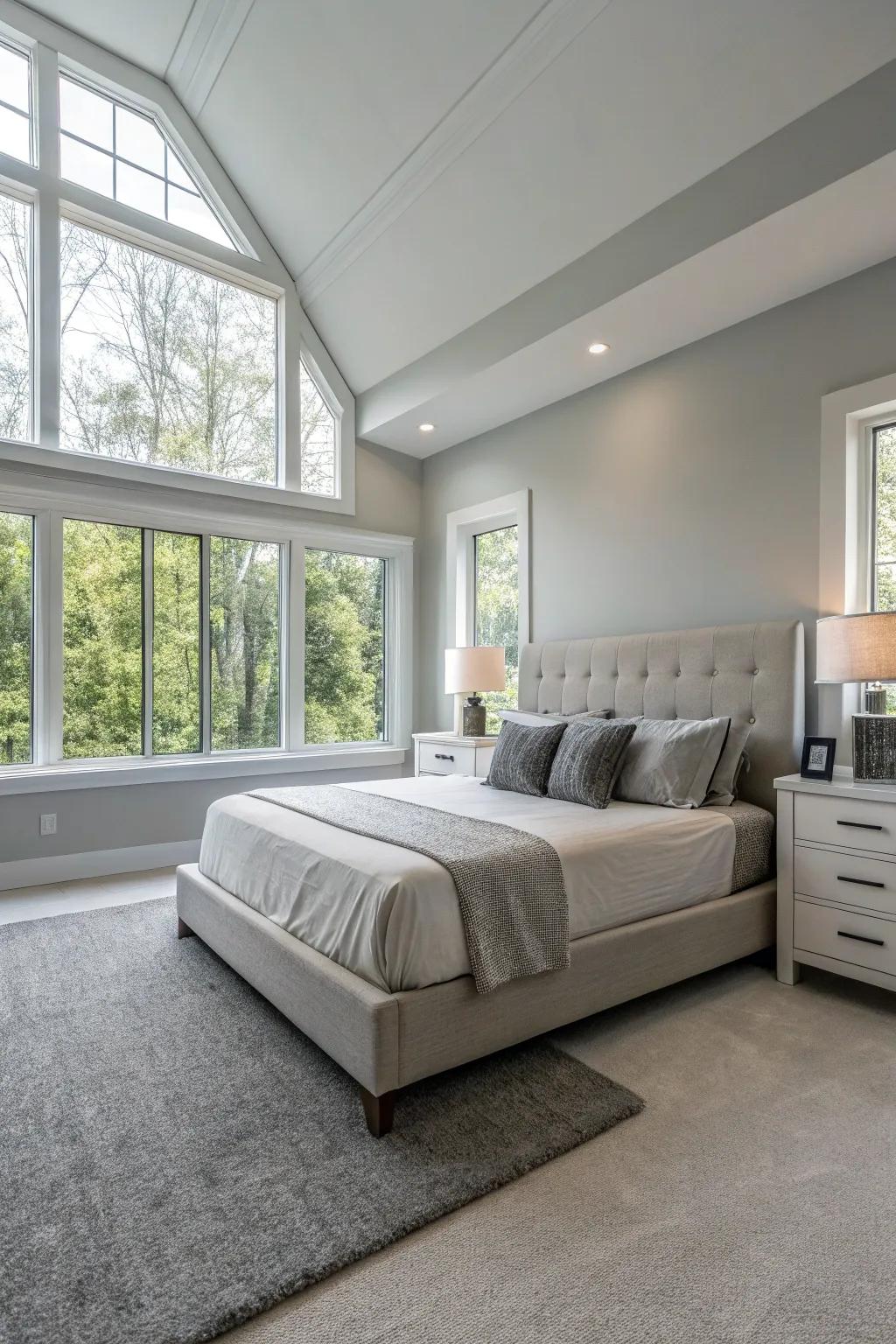 A modern bedroom featuring minimalist furniture with clean lines.