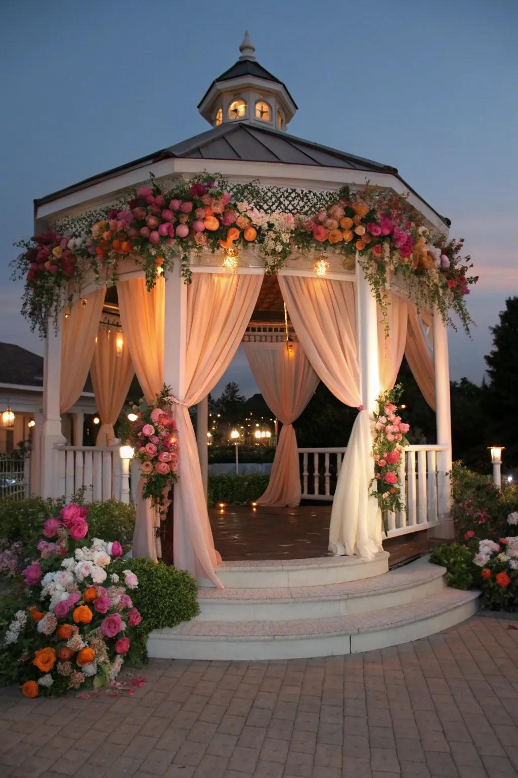Gateways and pavilions create striking focal points.