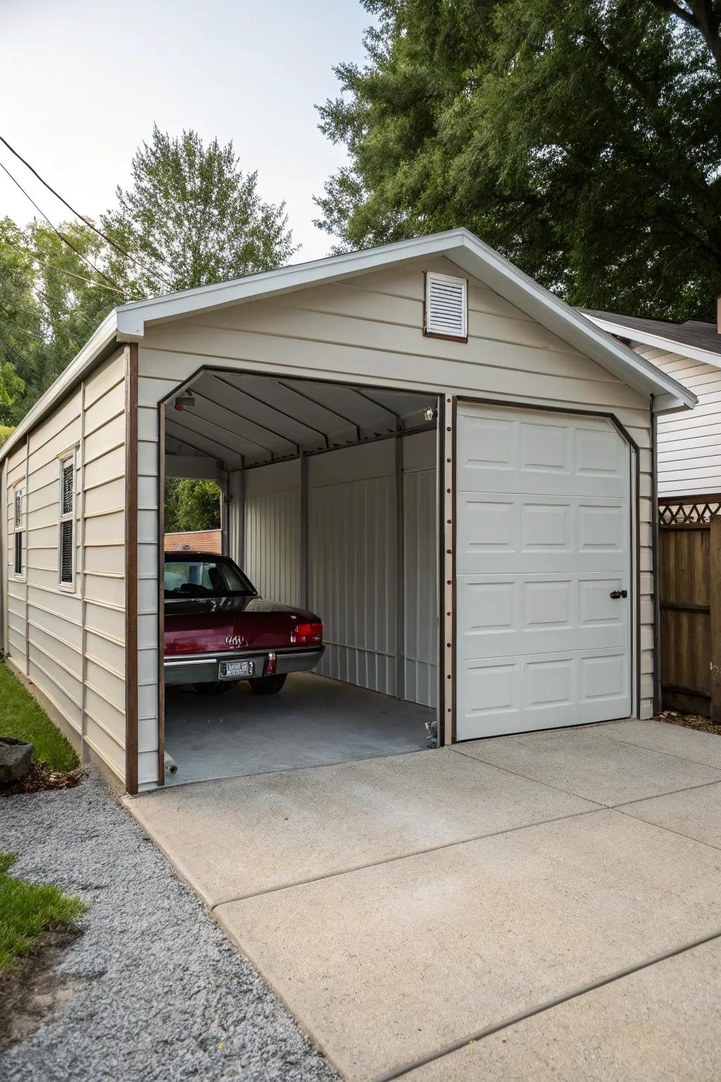 Convert your carport into a secure, garage-like enclosure.