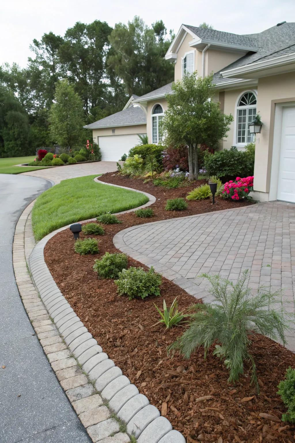 Decorative ground cover imparts a sleek and sophisticated visual.