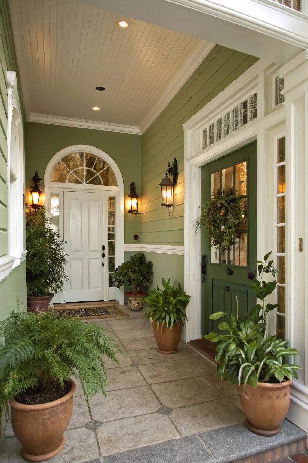 Embrace the indoors with comforting forest moss shades.