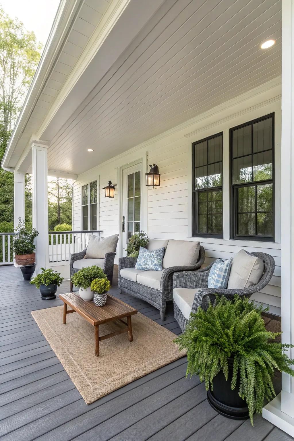 A welcoming, expanded porch ready for relaxing.
