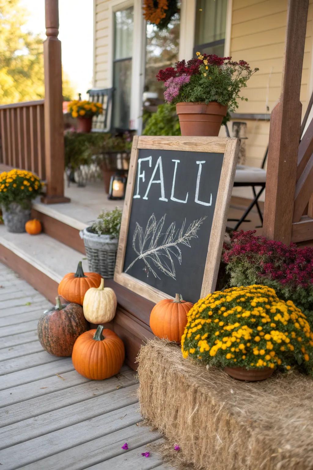 A slate marker that lets you personalize your autumn greetings.
