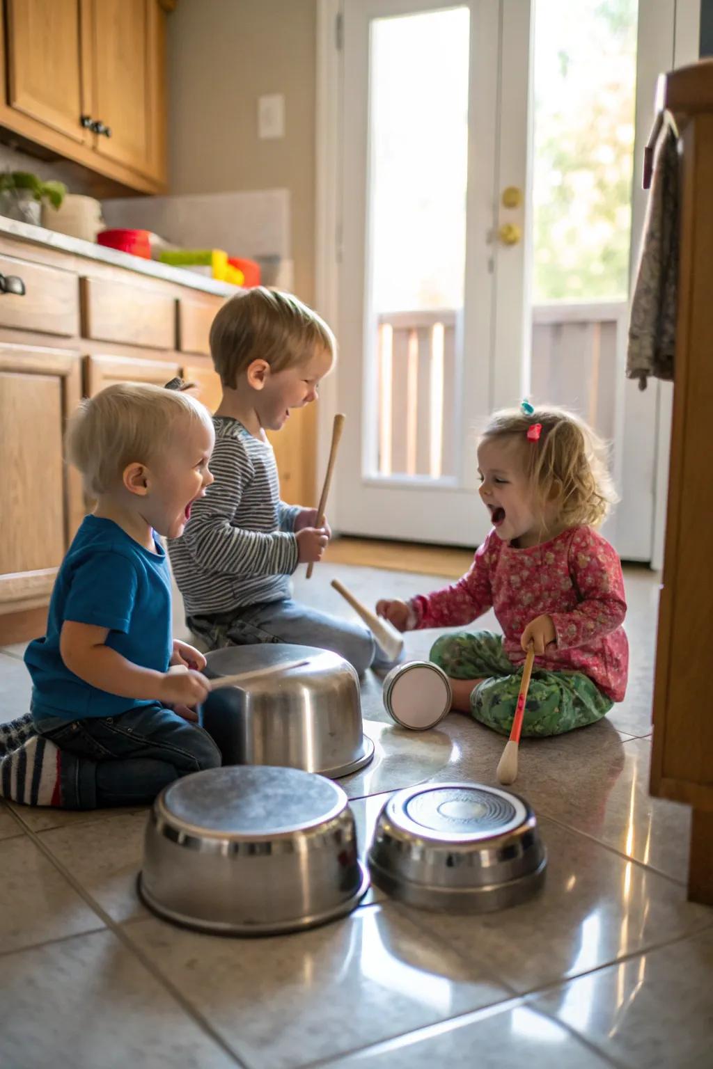 Allow your toddler's inner musician to express themselves with a kitchen music session.