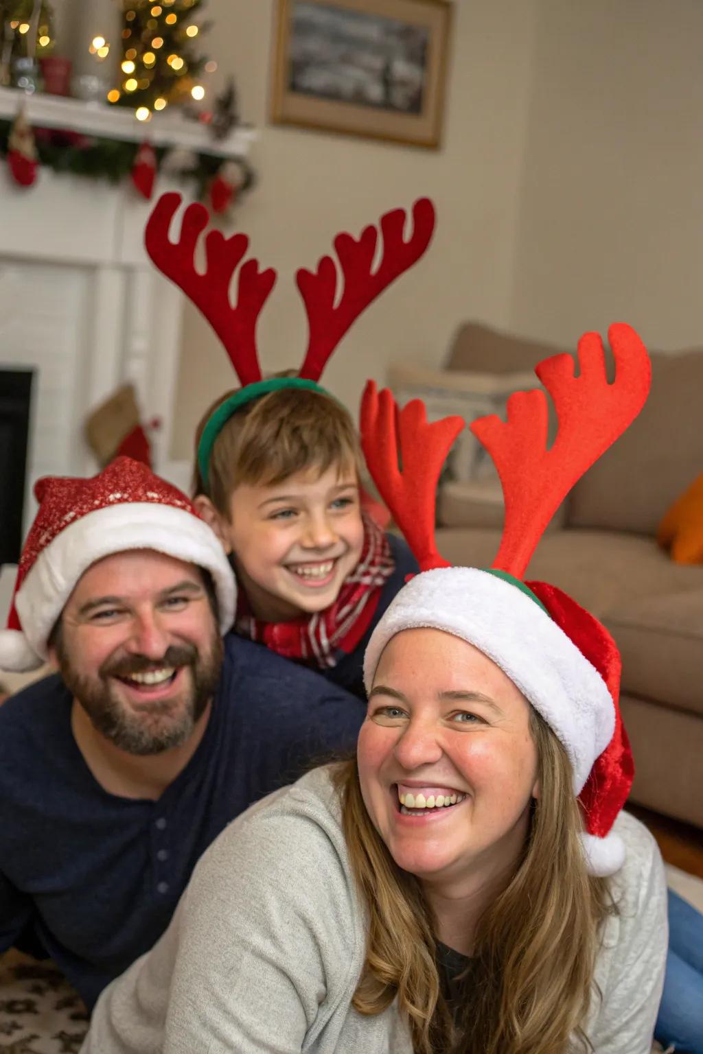 Introduce a sprinkle of holiday spirit with playful Father Christmas hats and reindeer headbands.