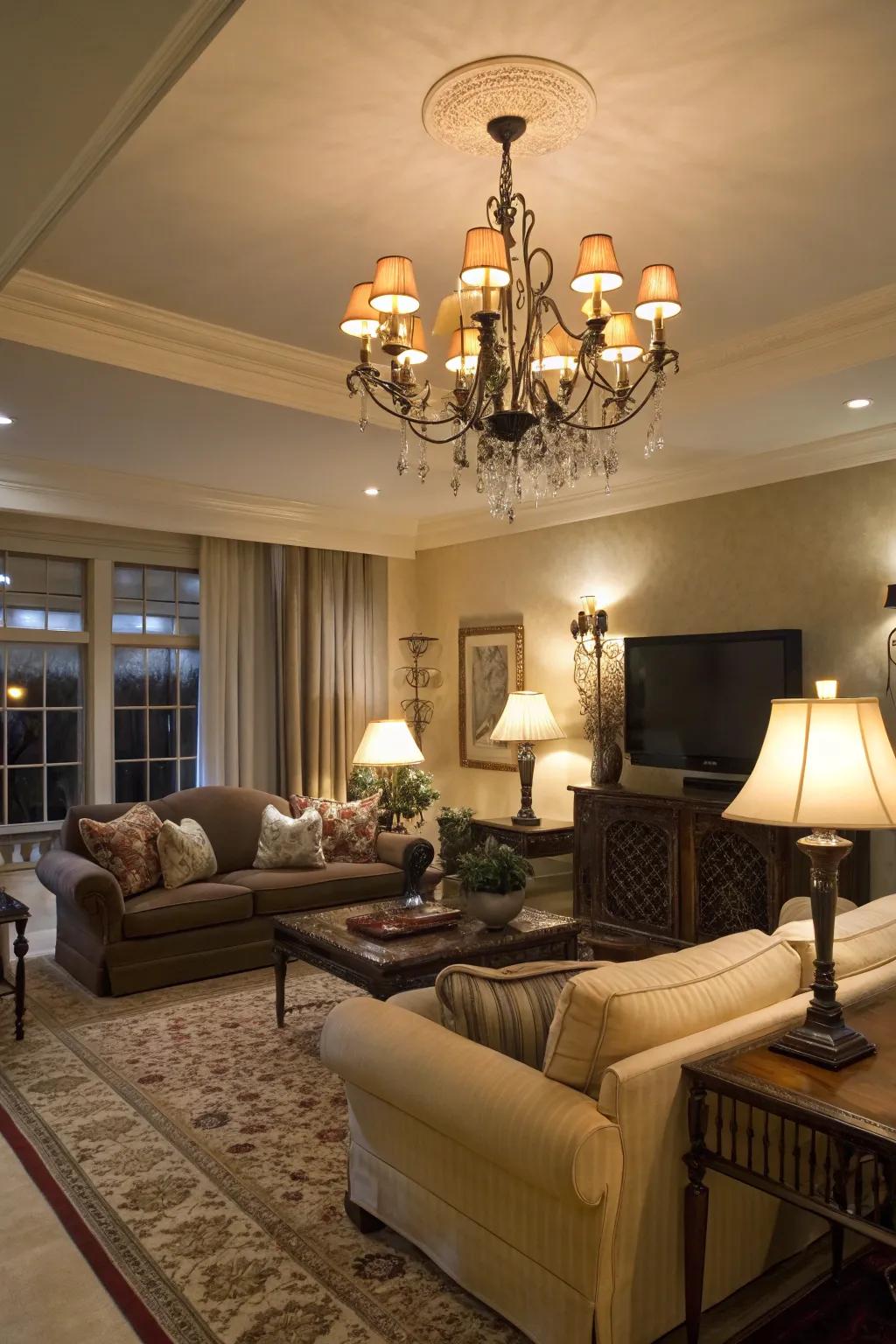 Lighting as a mood setter in each room.