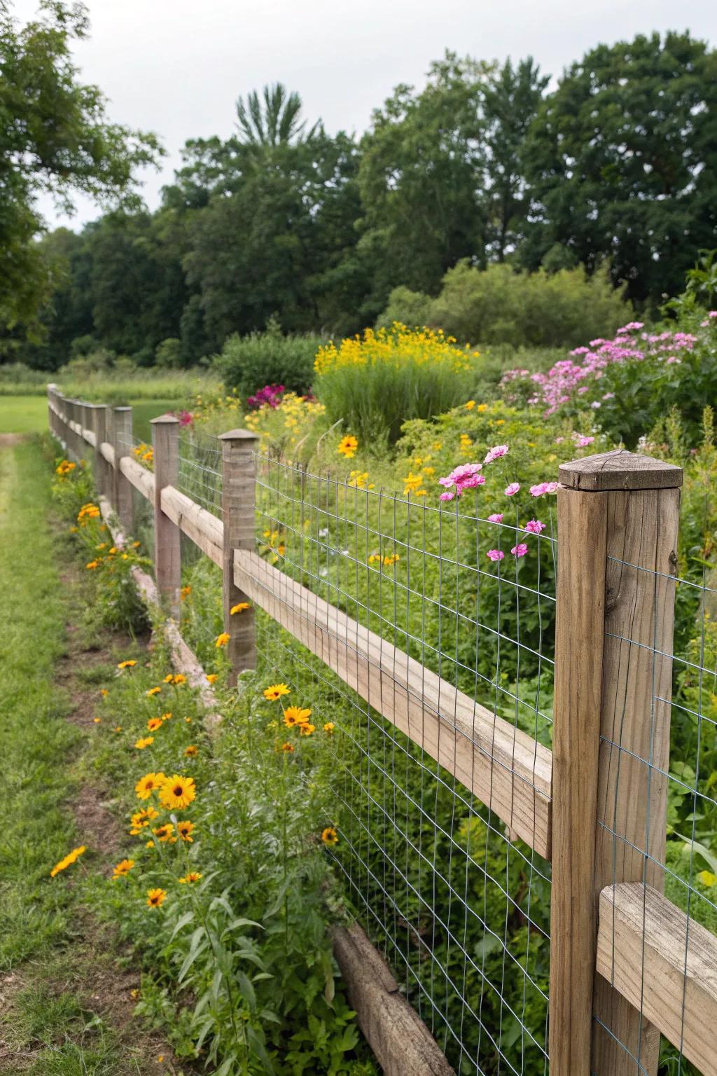 Timber and wire fences ensure protection with country charm.