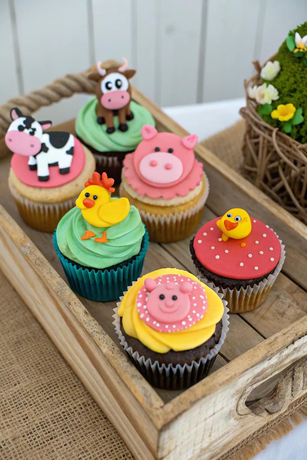 Confections embellished with charming rural creature decorations offer a sugary delight.