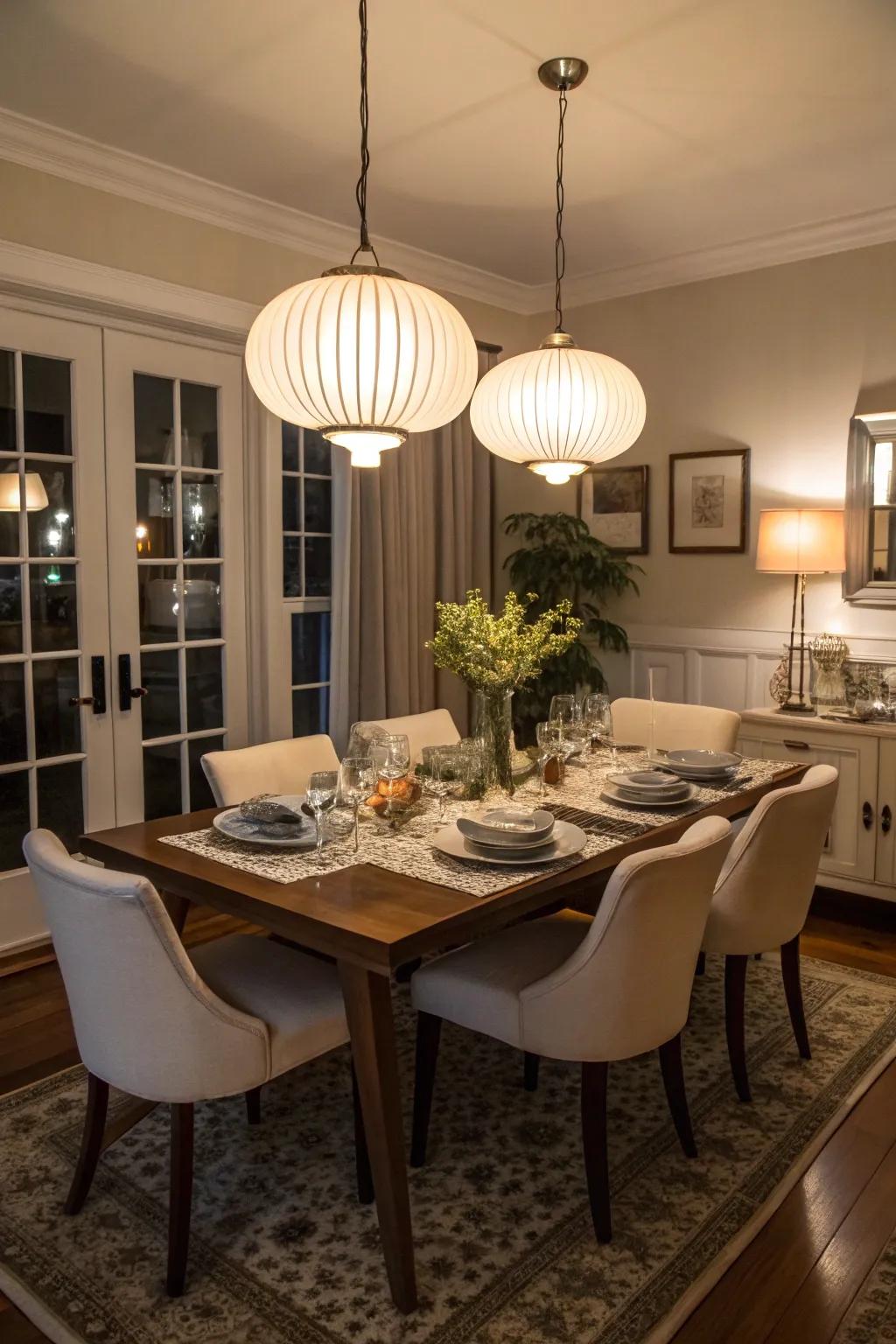 Cream glass pendants add a nostalgic and sophisticated touch to any space.