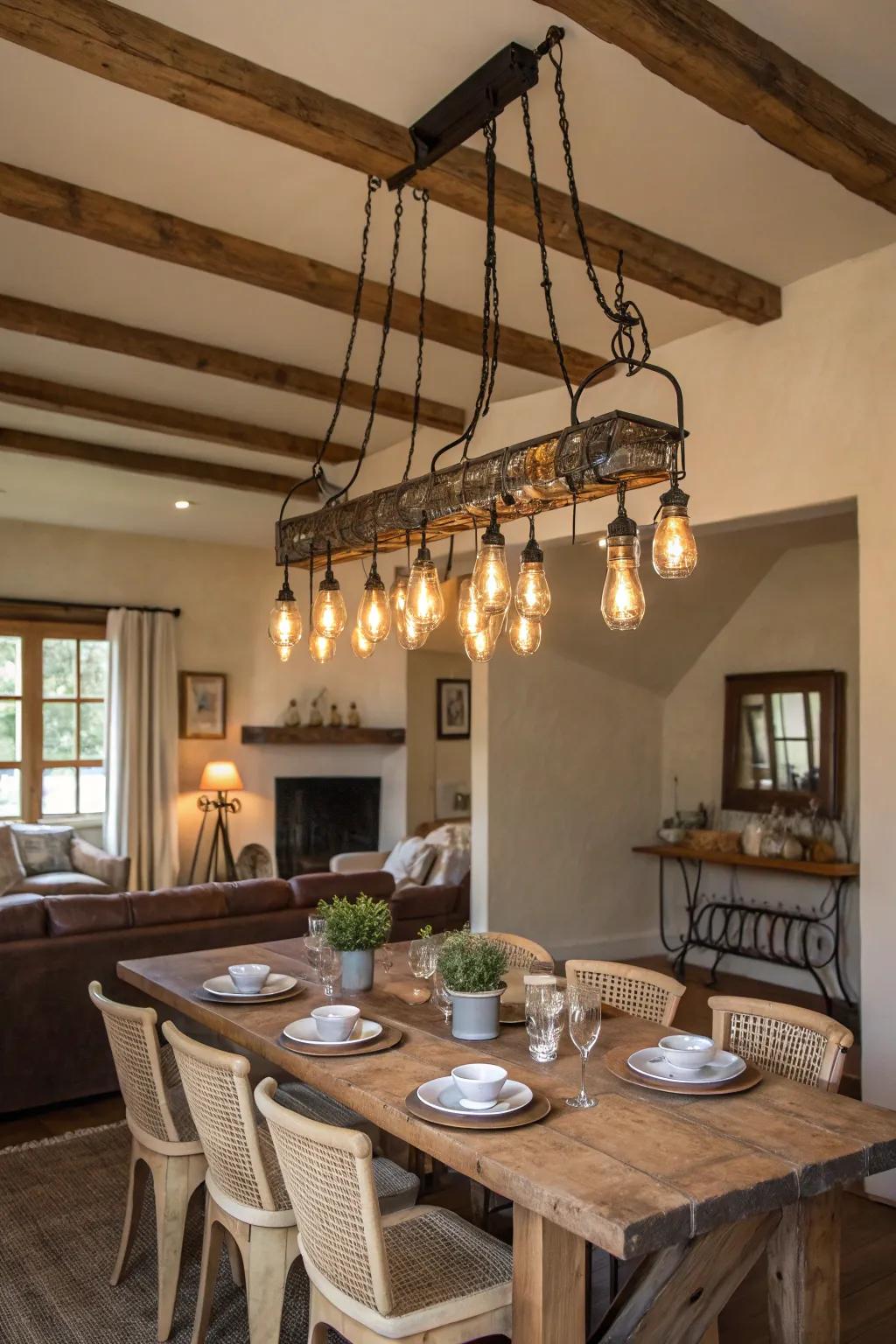 Radiance bulbs bring a traditional shimmer to the dining room.