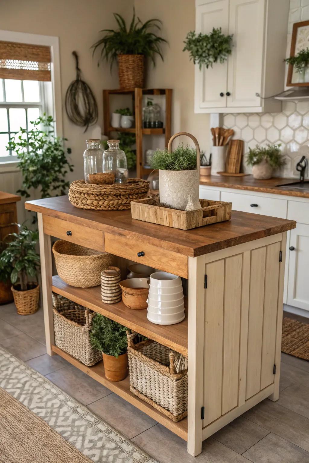 Neutral shades cultivate a serene, welcoming ambiance in your country cooking area.