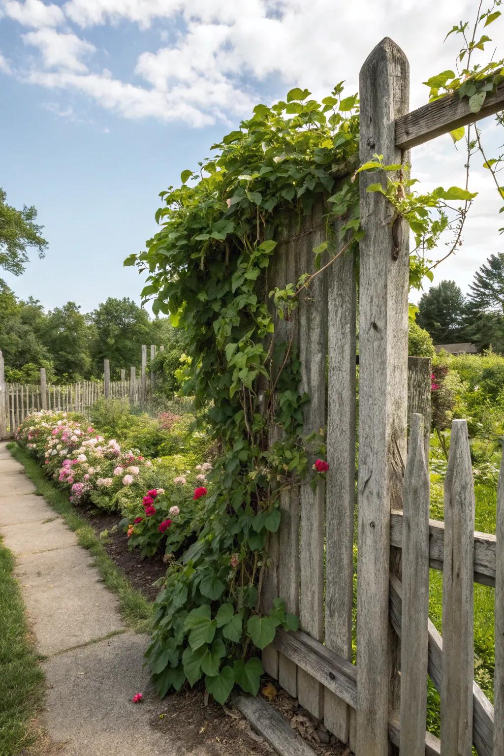 Morph your fencing into a verdant retreat by incorporating climbing plants.