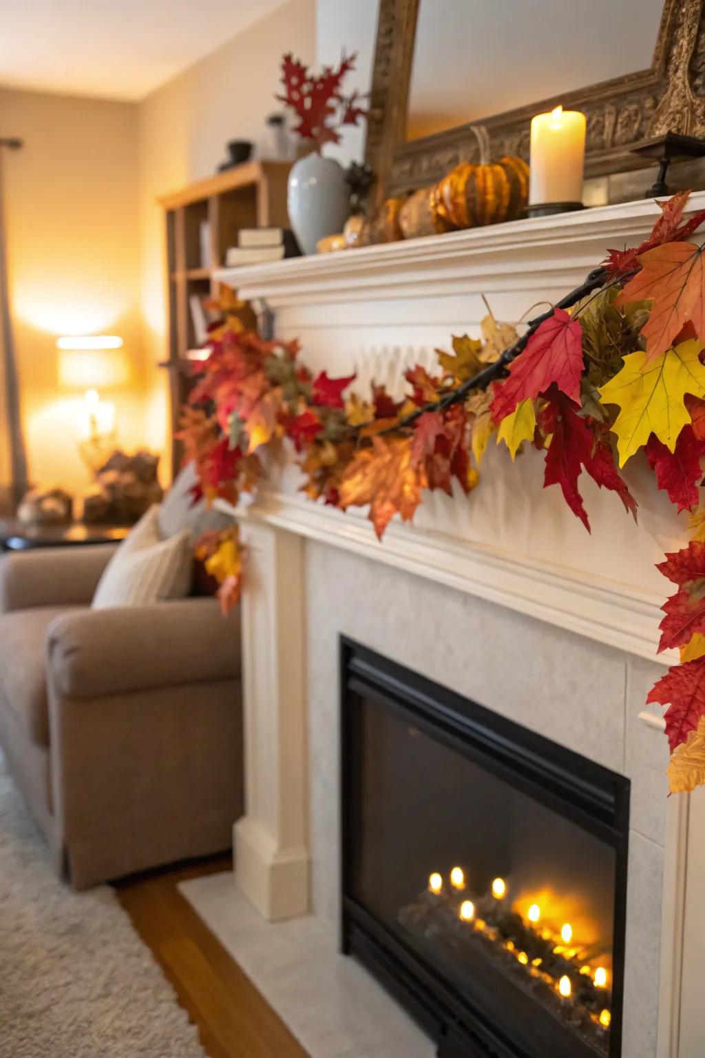 Leaf garlands bring the vibrant colors of fall indoors.