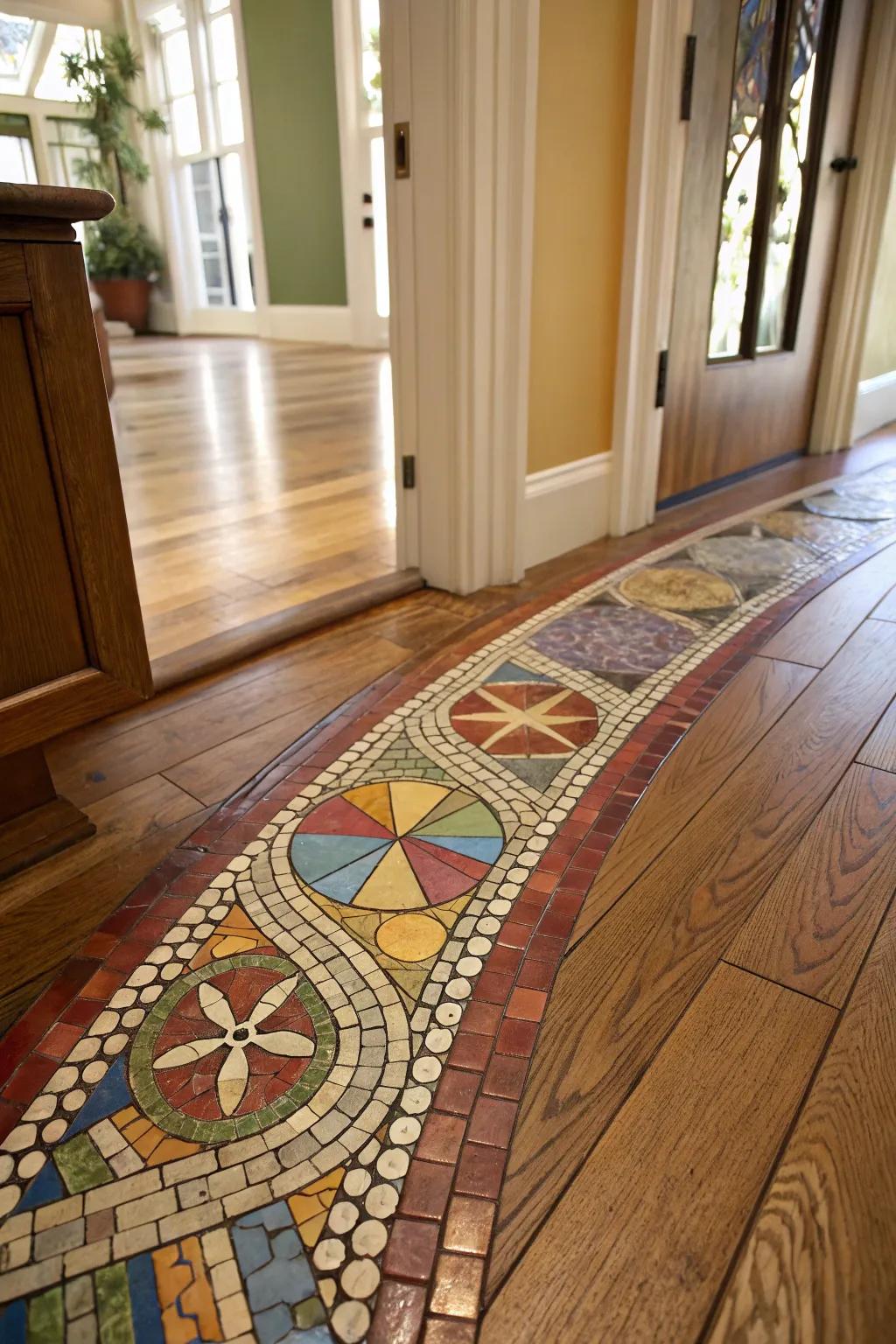 Detailed connection infuses artistic charm into the floor.