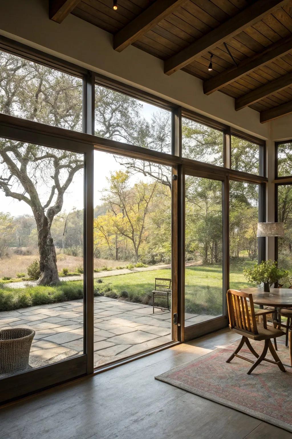 Expansive spaces and sunlight create a smooth indoor-outdoor transition.